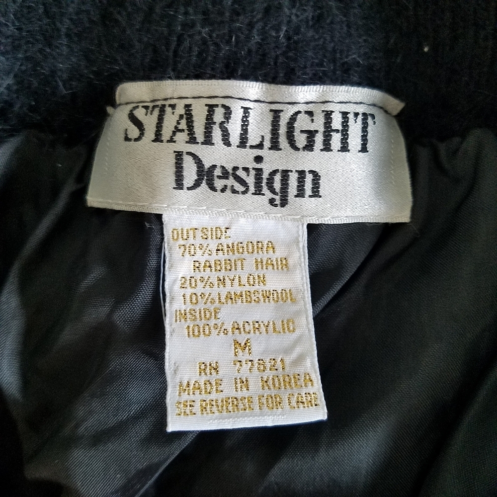 Vintage Starlight Design Angora Blend Black Fuzzy Eyelash Lined Pencil Skirt - Picture 9 of 10